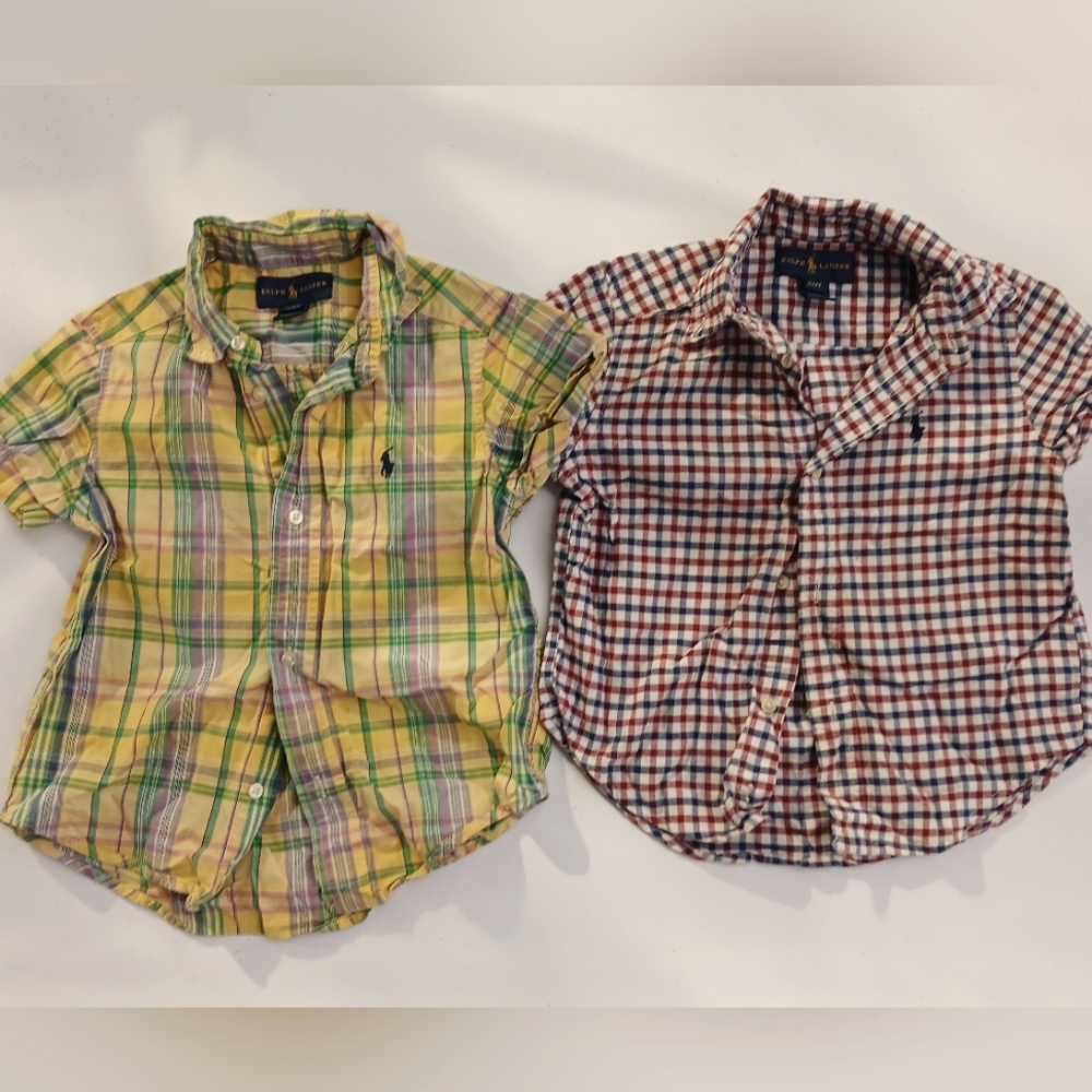 Little Kids Ralph Lauren 3T/2T Plaid button up Shirts - Yellow and Red